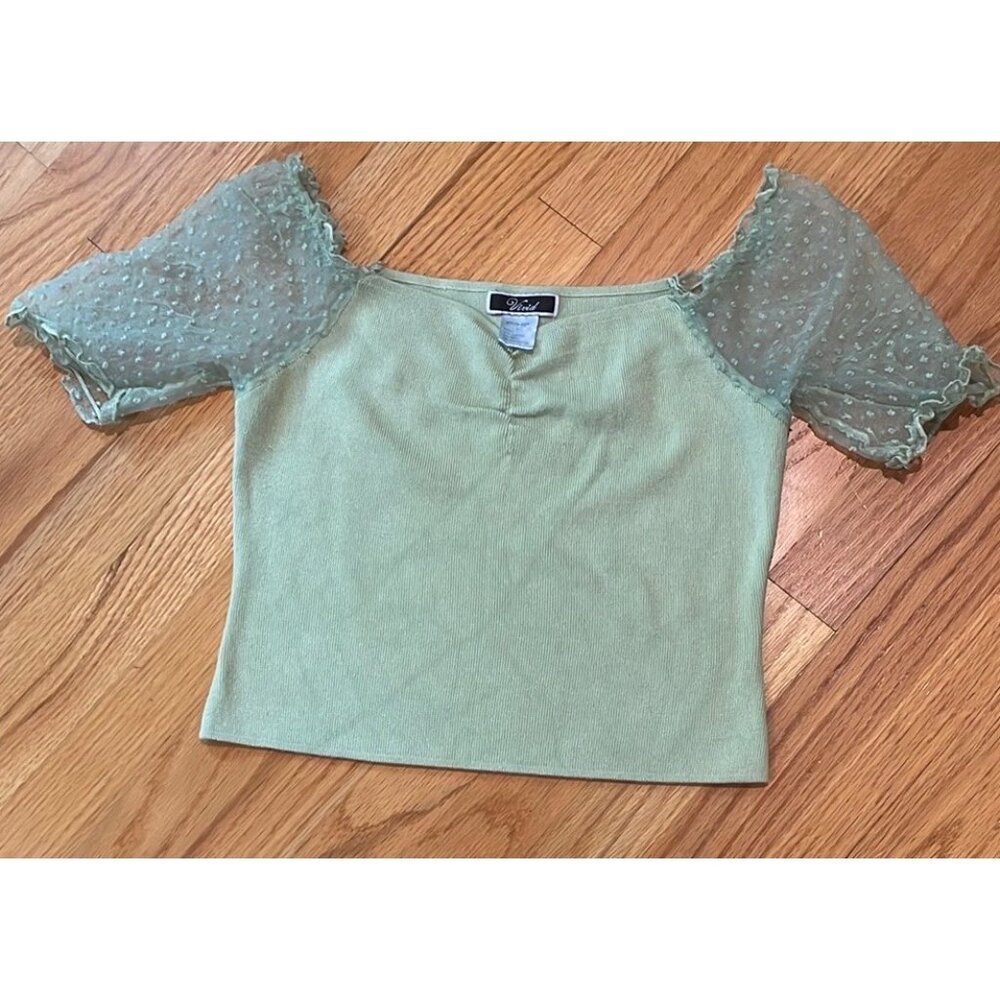 Vivid Womens Cropped Milkmaid Top Size L Y2K Fairy Romantic Earthy Going Out‎
